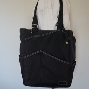 Maggie Mather Tennis Original Tote Bag Pewter + Pink Zebra Lining 7 Compartments